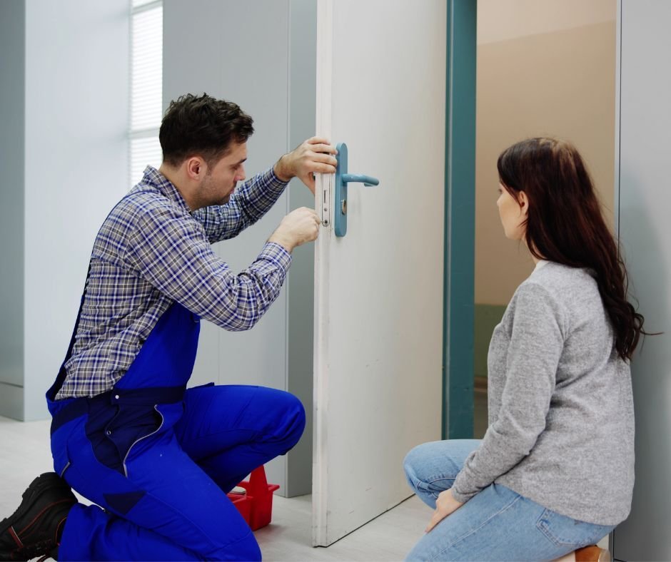 Schlüsseldienst bei der Arbeit - Türschloss wechseln